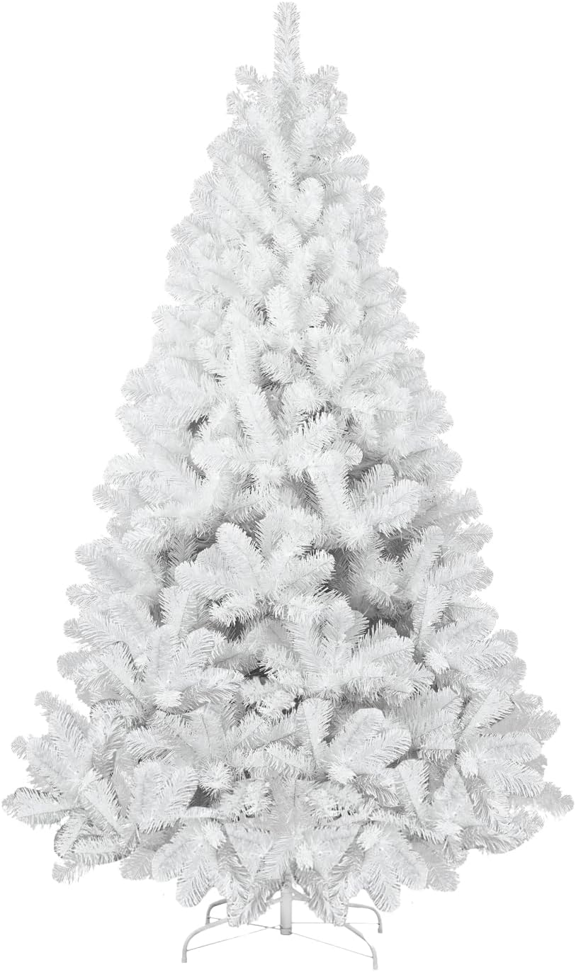 Kadunmina 6ft Artificial White Christmas Tree,Unlit Premium Xmas Tree with 760 Branch Tips,Fake Spruce Full Hinges Trees for Home,Office,Metal Base